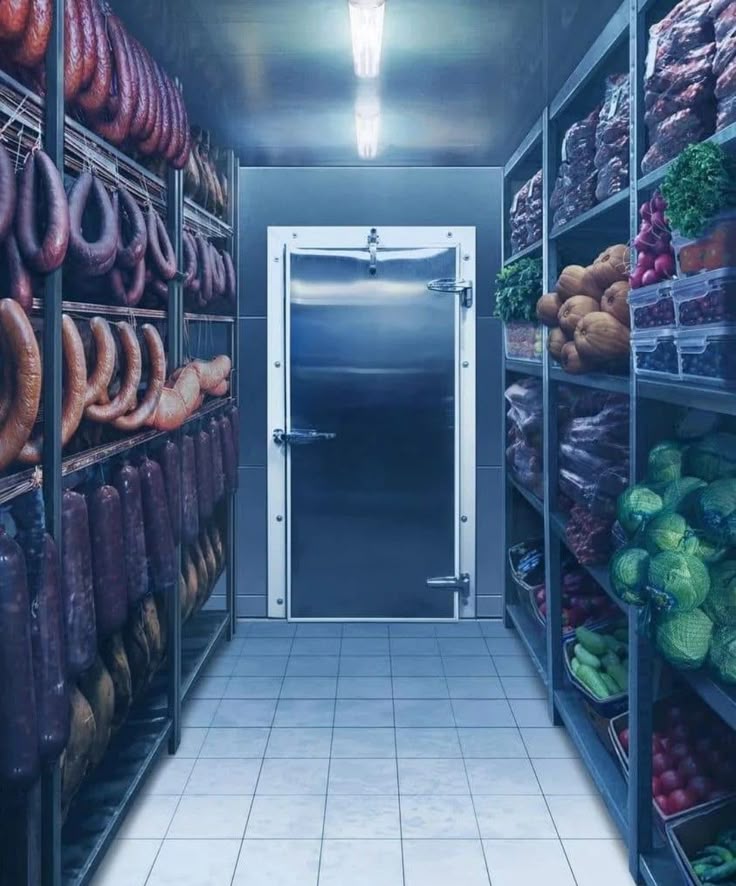 Interior of a large cold storage facility